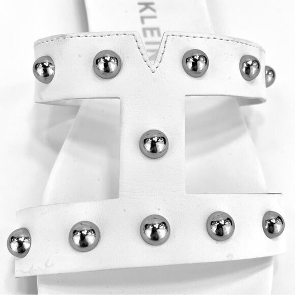 Anne Klein Iflex Ely Flat Slide Sandal Size 8.5 White Faux Leather Cushioned - Picture 11 of 16